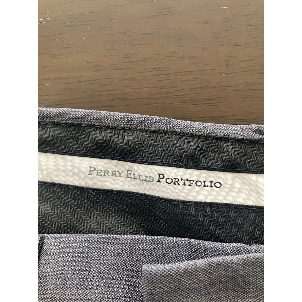 Perry Ellis Portfolio Men's Gray Stripe Dress Pants Size 34x32 - Picture 3 of 5